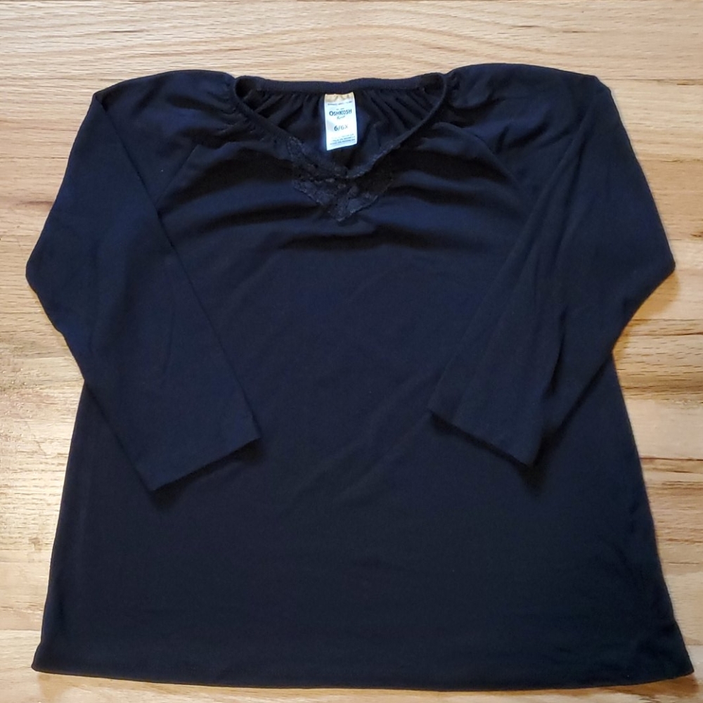 🍭Girls Oshkosh 3/4 sleeve black peasant style top